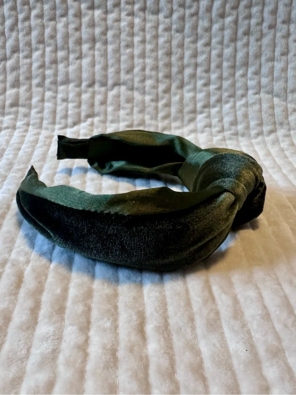 Girls Olive Green Knotted Velvet Headband